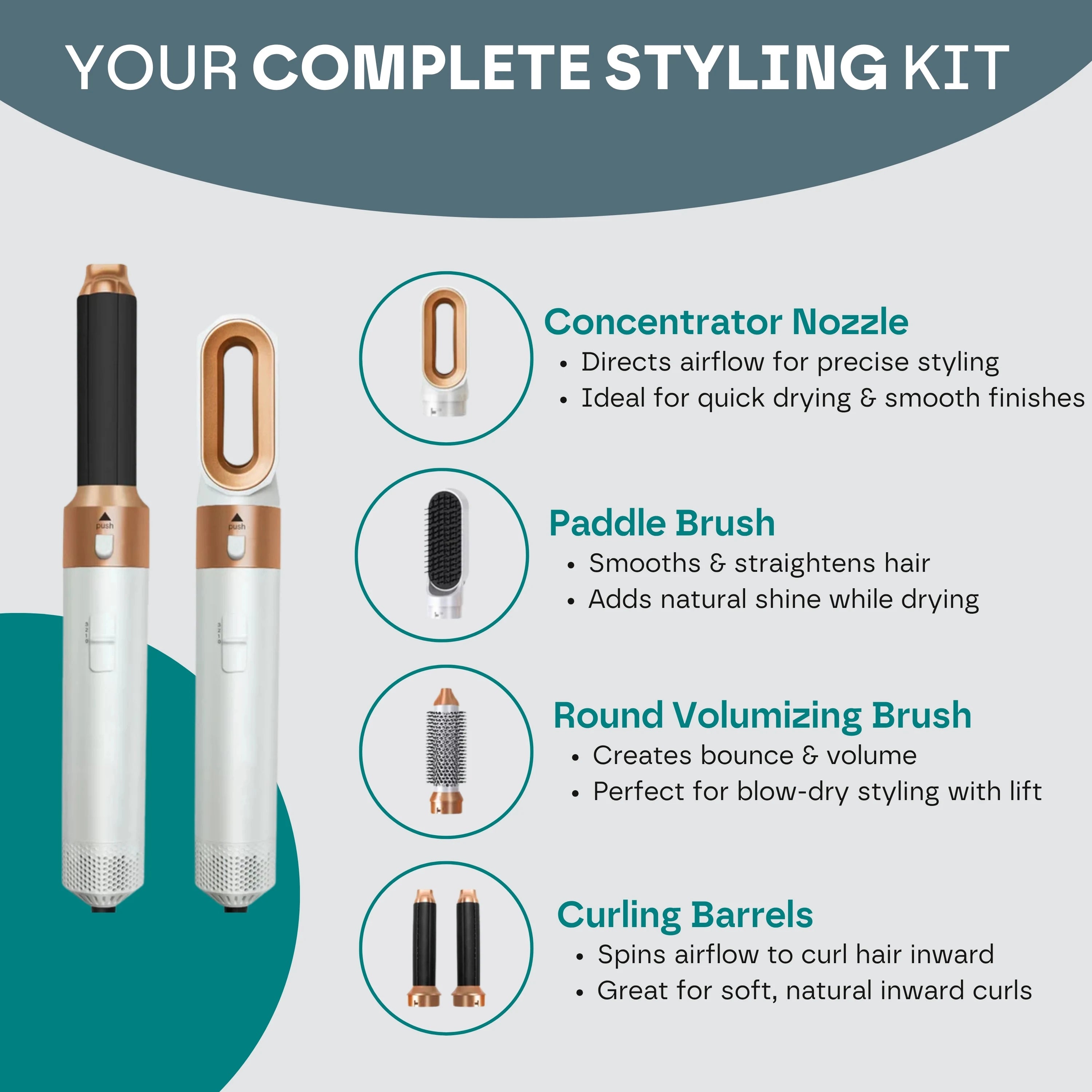 Premium 5 in 1 Hair Styler Pro V2 [Auto Curler & 1 Year Warranty]